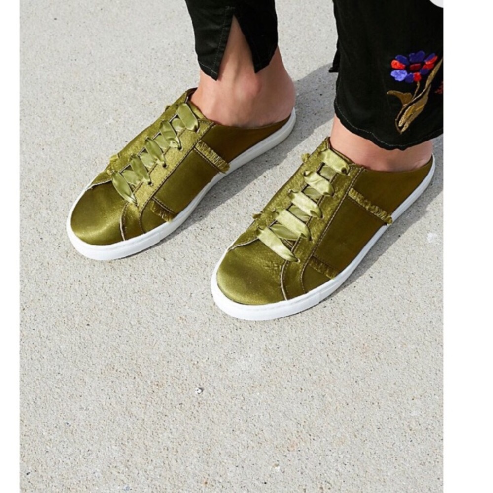 Free people satin slip on shoes